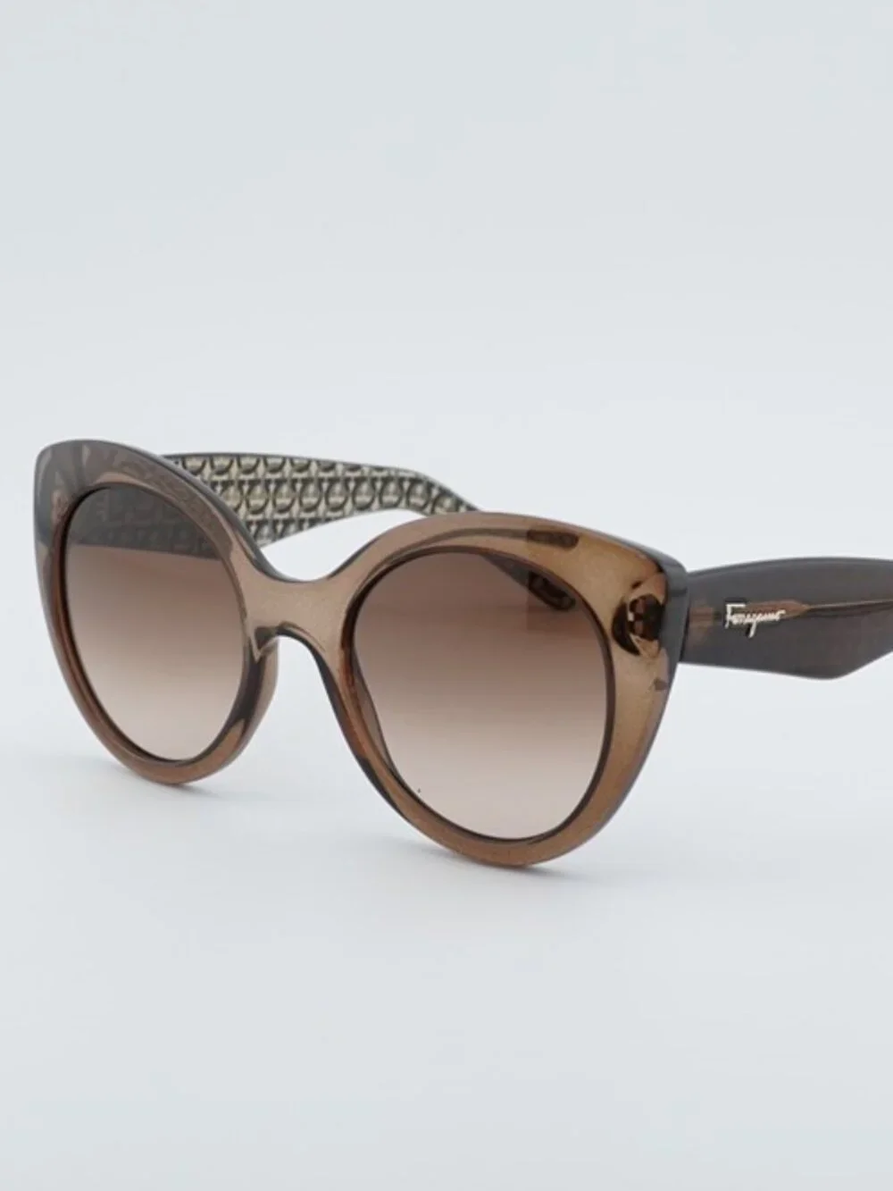Salvatore Ferragamo SF964S 210 Sunglasses Brown Cat Eye Frame, Brown Lenses